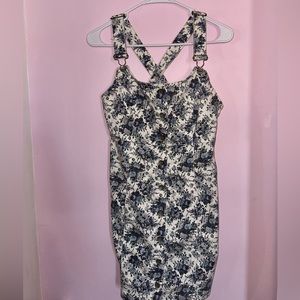 Kimchi Floral Jean Overall Dress